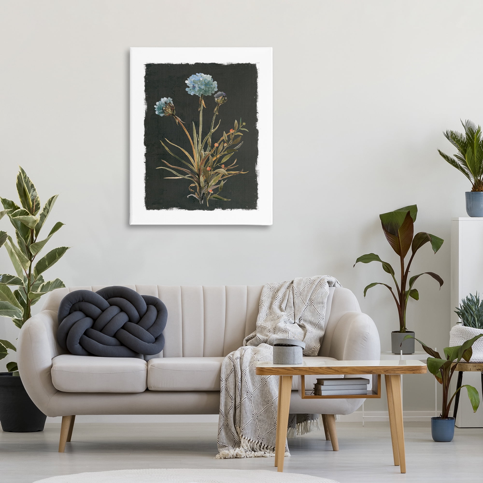 Stupell Industries Cerulean Bloom on Dark Green Canvas Wall Art, design by Carol Robinson
