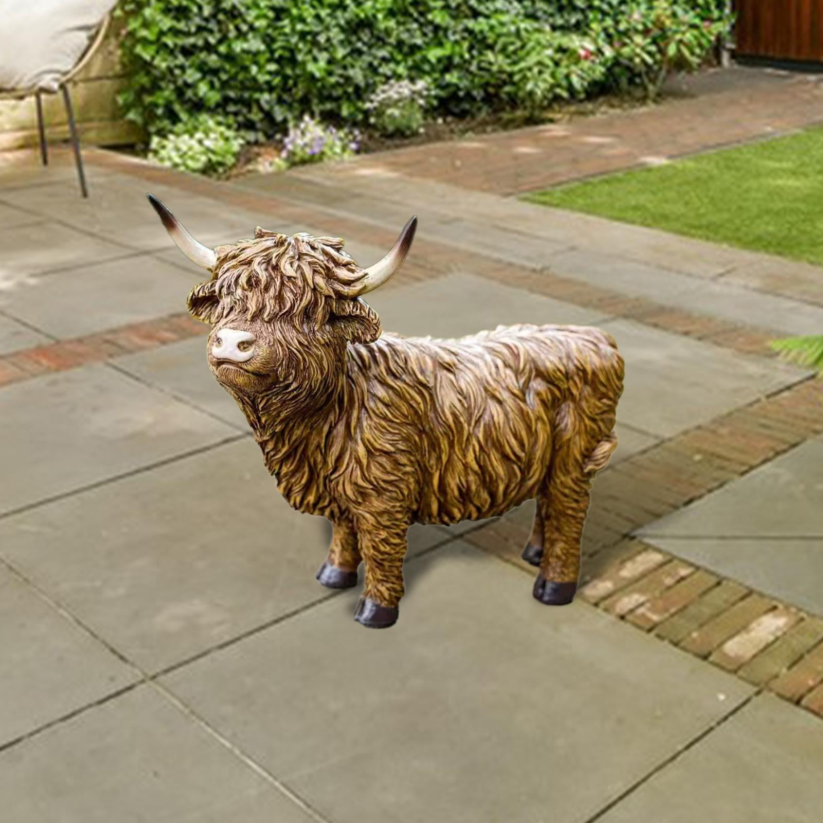 Highland Cow Figurine Animal Sculpture Garden Statue Resin Material for Home Office Bedroom Decor
