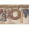thumbnail image 1 of Poupée Couronne Coeurs Rouges sur Crochets Vintage Beige Papier Peint Frontière Design Retro, Rouleau 15' x 10", 1 of 3