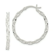 ICE CARATS 925 Sterling Silver Link Cable Chain 3x30mm Hoop Earrings Ear Hoops Set Round Fine Jewelry For Women Gifts For Her