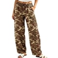 thumbnail image 2 of BaoFuBaoMei Camo Cargo Pants for Women Plus Size Wide Leg Drawstring High Waisted Trousers with Pockets Bottoms Hiking Streetwear, 2 of 7