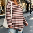 thumbnail image 5 of RongHuan Striped Shirt Womens Plus Size V Neck T-Shirt Loose Fit Long Sleeve Tops Casual Blouses Daily Wear, 5 of 7