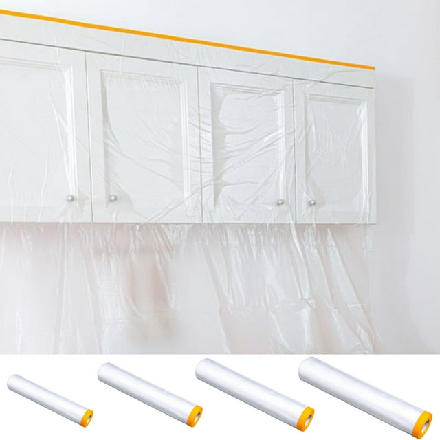 Nsxcdh Rouleau de Toile de Chute en Plastique Jetable pour Peintre 65 Pieds Autocollant Transparent Résistant Résistant aux Déchirures Polyvalent Housse de Plancher pour Canapé Meubles Protection Cadeau de Noël pour la Petite Amie Liquidation