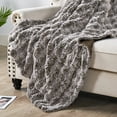 thumbnail image 6 of Home Soft Things Variegated Faux Fur Throw Blanket with Micromink Back, Luxury Soft Cozy Plush Fluffy Fuzzy Reversible Thick Warm Throw Blanket, 50x60 inches, Coffee, 6 of 9