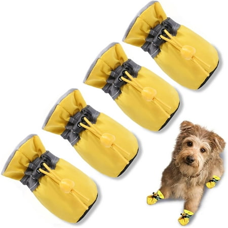 4Pcs Dog Shoes for Hot Pavement  Anti-Slip Sole Dog Boots & Paw Protector Dog Booties with Reflective Straps Dog Shoes for Small Medium Dogs