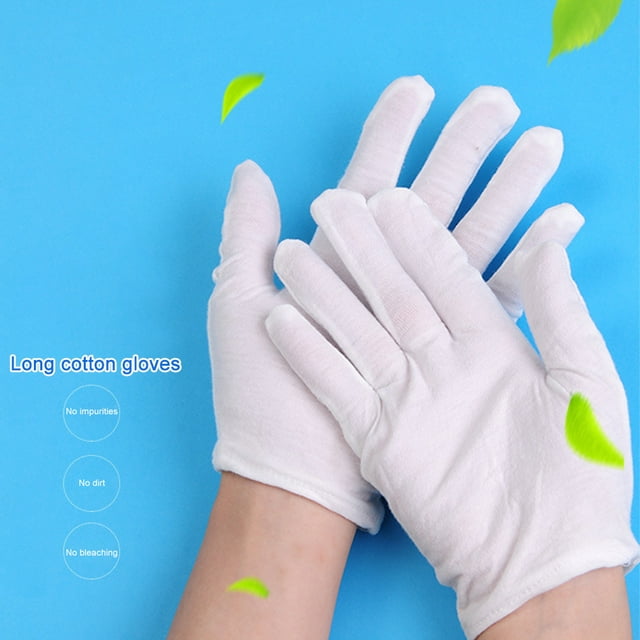 24 guantes de algodón blanco, guantes de trabajo, guantes hidratantes cosméticos para manos secas, inspección de joyas y más