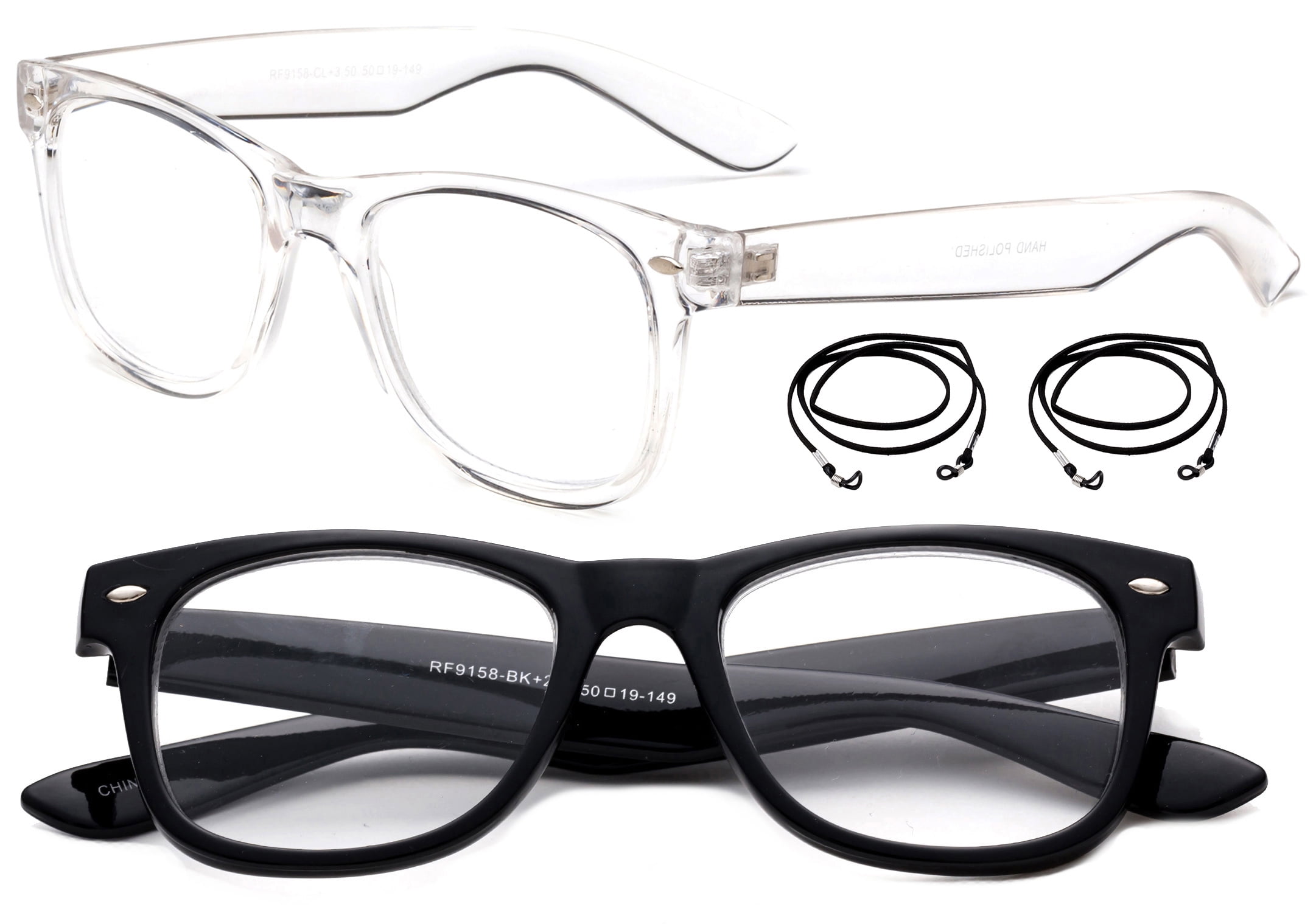 Gud Reading Glasses 5-Pack Readers Spring Hinge Reading Eyeglasses for Men Women (Clear Frame, 2.00)