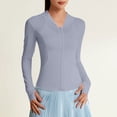 thumbnail image 2 of yoeyez Maillot Dermoprotecteur pour Femmes Upf 50+ Protection Uv Manches Longues Chandails d'Entraînement contre le Soleil Coupe Sèche Randonnée Chandail de Bain Hauts d'Entraînement avec Poches Gris,P, 2 of 5