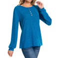 thumbnail image 5 of Womens Oversized Tshirt Women's Fashion Casual Round Neck With Button Long Sleeve Solid Color Shu Top, 5 of 6