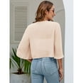 thumbnail image 4 of Womens Bolero Shrug Batwing 3/4 Sleeve Cropped Cardigans Chiffon Sheer Shrugs, 4 of 5