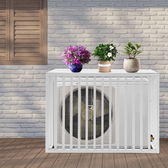 ToppiJoy Air Conditioner Fence for Outdoor Units, 100*50*70cm Aluminum Alloy Pool Equipment Enclosure Panels, Privacy Fence Cover with Top Panel, Trash Can Privacy Fence(White)