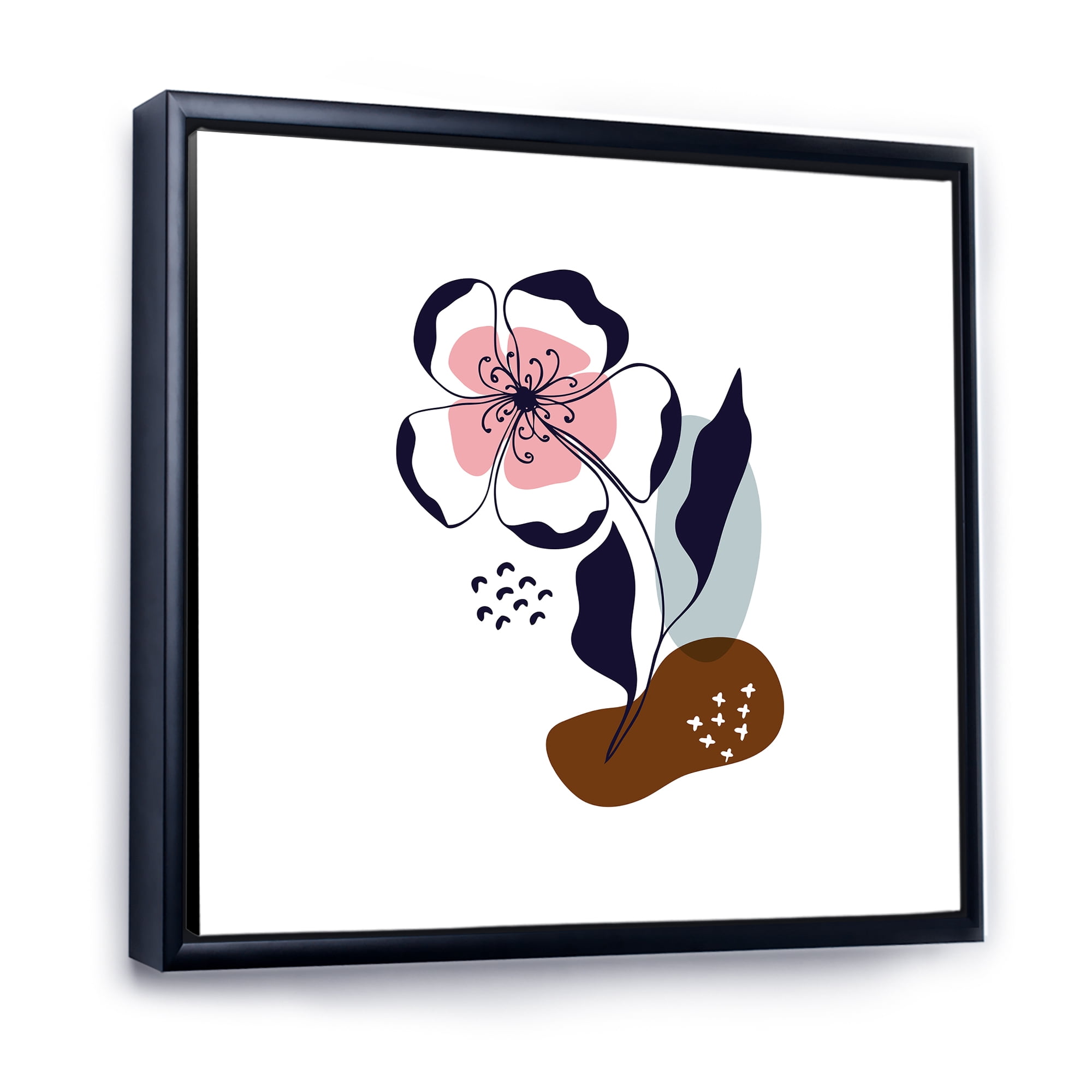 Designart 'Abstract Minimal Shapes Under Flowers IV' Modern Framed Canvas Wall Art Print