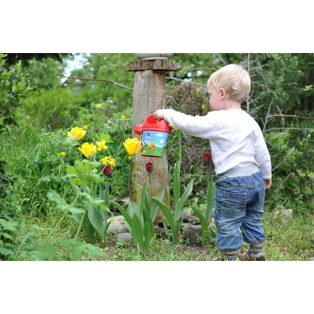 - LAMINATED POSTER Boy Watering Child Kid Garden Flower Poster Print 24 x 36