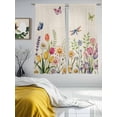thumbnail image 3 of Wildflowers Sheer Curtains 63 Inch Length 2 Panels Set Window Treatments, Spring Vintage Tulip Butterfly Floral Leaf Rod Pocket Semi Curtains for Living Room/Bedroom/Kitchen Décor, 104"W x 63"L, 3 of 7