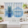 thumbnail image 2 of Blue Ombre Kitchen Curtains 72 Inch Length, Watercolor Landscape Abstract Rustic Grommet Top Bedroom Living Room Curtains, Light Filtering Cafe Curtain Drapes 2 Panels Set 104''x72'', 2 of 9