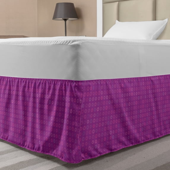 Magenta Bed Skirt, Blooming Daisies Pattern in Pink Shades Abstract Mosaic Garden Design Spring Growth, Elastic Bedskirt Dust Ruffle Wrap Around for Bedding Decor, 4 Sizes, Multicolor, by Ambesonne