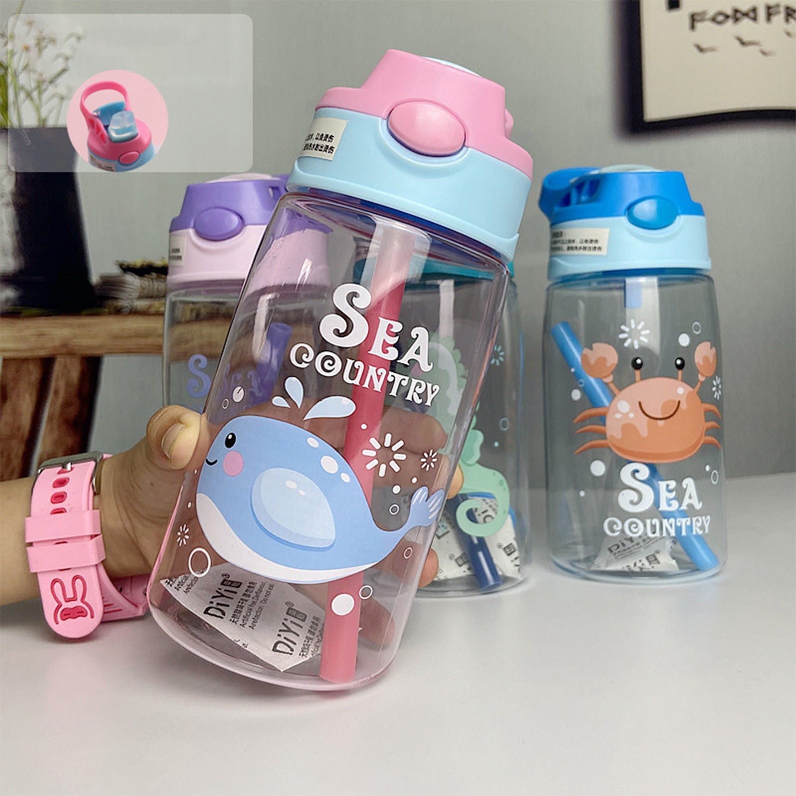 Yannianjz Leakproof Sippy Cup with Soft Silicone Straw, Portable Water Bottle for Little One Daily Use, Spill ProofKidsCup for Travel, Kindergarten, Outdoor, Car Rides, Daycare, Picnics