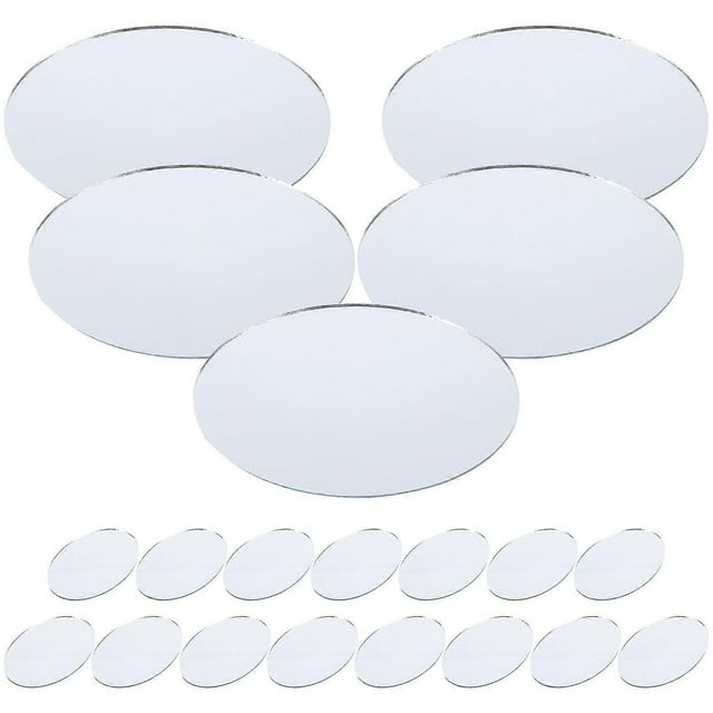 20 Pcs DIY Mirror Women Make Up Use Mirror Mini Oval Shape Unfinished Mirror Lens for DIY Art Craft (Large Style)