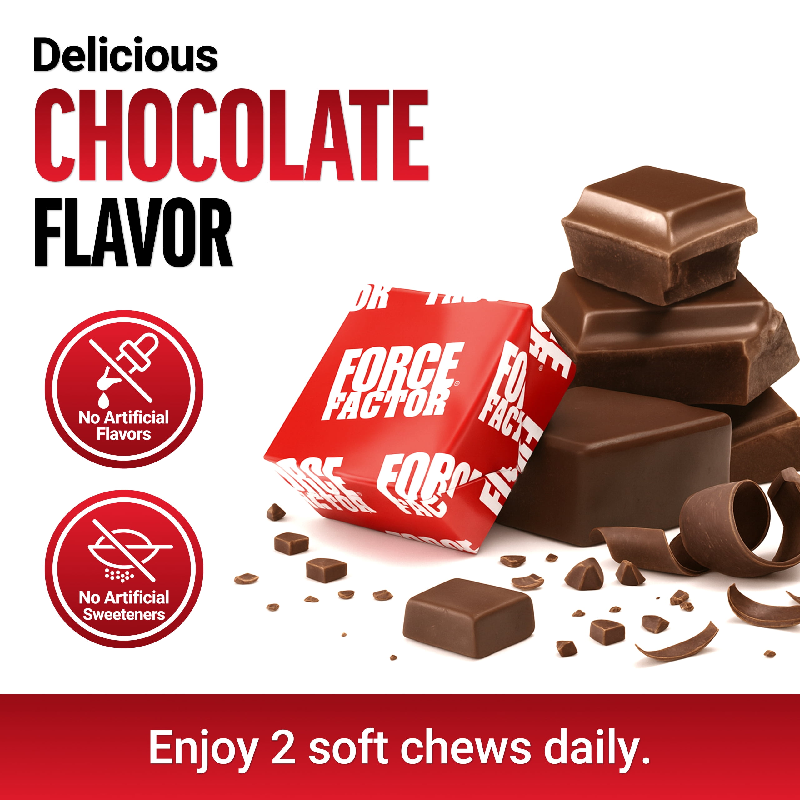 Force Factor NAD+ Longevity, Healthy Aging NAD Supplement, Resveratrol & Nicotinamide for Cellular Energy & Cognitive Health, Chocolate, 60 Soft Chews