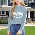 thumbnail image 2 of Girls Long Sleeve Letters Solid Color Short Hoodie Hoodie Top Clothes, 2 of 4