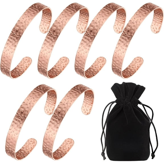 3 Pcs Copper Bracelets Copper Cuff Bracelets Adjustable Size Health Jewelry Gift for Men Women