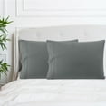 thumbnail image 2 of PiccoCasa 2Pcs Microfiber Embroidery Pillowcases Envelop 20"x26" Dark Gray, 2 of 7