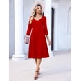 thumbnail image 6 of Zeagoo 3/4 Sleeve Women's Dress Pleated Midi Dresses Floral T Shirt Dress with Pockets Casual Flowy A-Line Dresses, 6 of 6