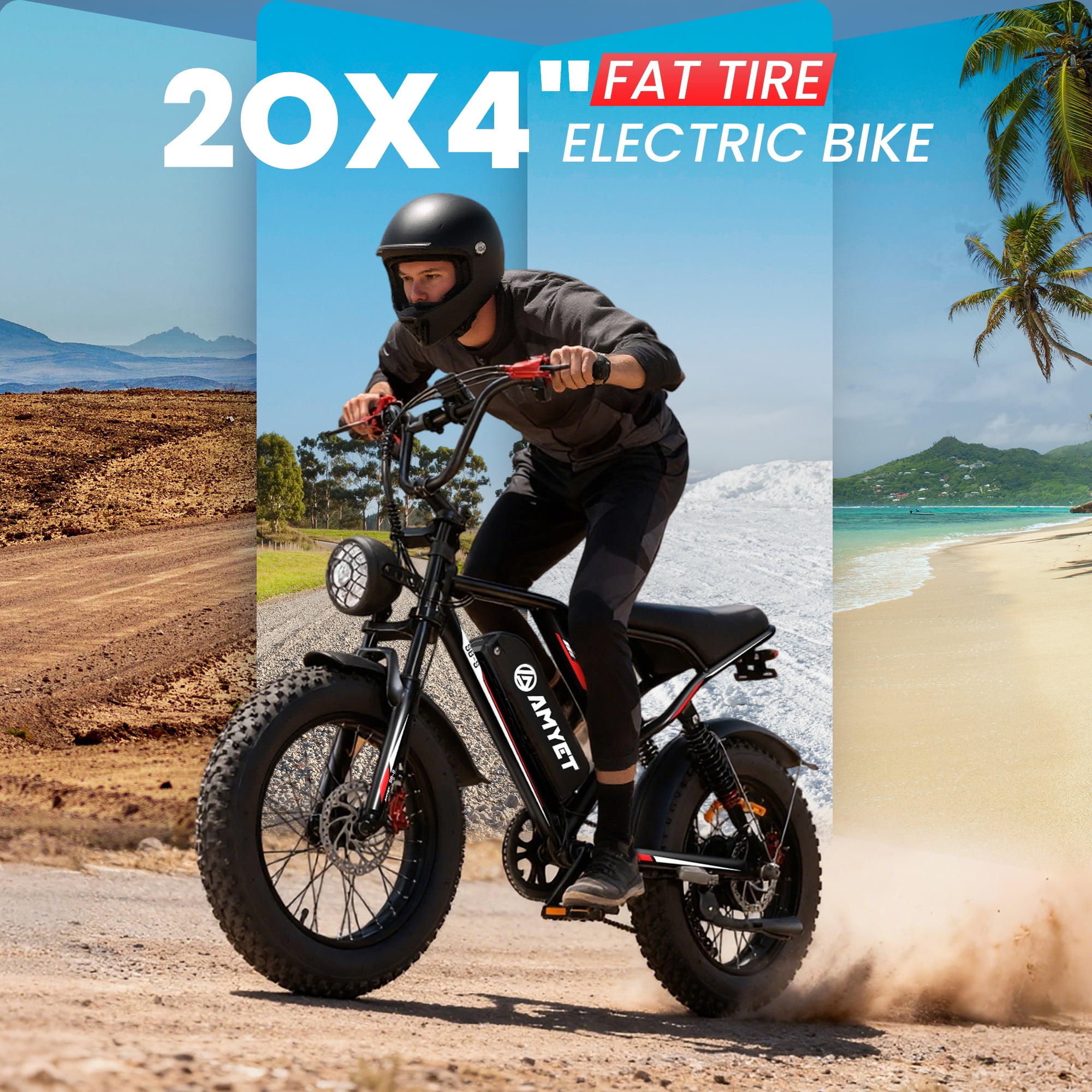 AMYET S8-S Electric Bike for Adults, 1000W(Peak 1500W), 48V 20Ah, 20" Fat Tire, Hydraulic Disc Brakes, E-Mountain Bike, UL2849