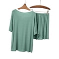 thumbnail image 7 of Yeaiivve Bamboo Pajamas Set for Women Color Block Short Sleeve Cooling Tops and Shorts Comfy Soft Summer Pjs Sets Loose Pleated Loungewear Green,L, 7 of 7