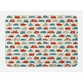 thumbnail image 1 of Cars Bath Mat, Cheerful Baby Boy Play Things in Kids Doodle Style with Many Different Vehicles, Non-Slip Plush Mat Bathroom Kitchen Laundry Room Decor, 29.5 X 17.5 Inches, Teal Scarlet Tan, Ambesonne, 1 of 2