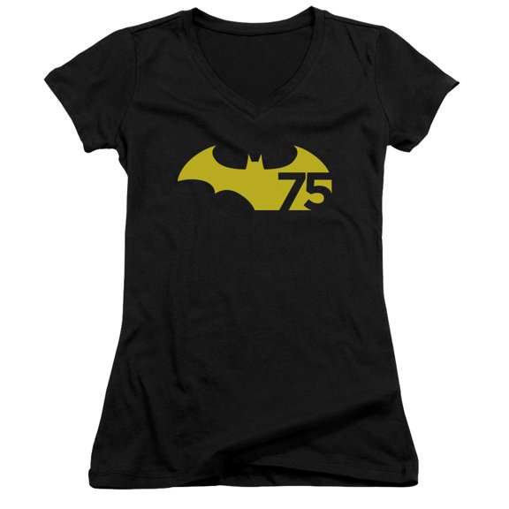 Batman 75 Logo 2 Junior Women's T-Shirt V-Neck Black