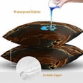 thumbnail image 4 of Throw Pillow Covers 24x24 Inch Set of 2, Brown Marble Waterproof Outdoor Pillow Covers, Gold Abstract Vintage Modern Ombre Art Decorative Cushion Pillowcases for Couch, Sofa, Bed, Garden, Patio, 4 of 9