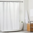 thumbnail image 4 of Microdry Water-Repellent Embossed Fabric Shower Curtain Liner Set with 12 Rust-Resistant Chrome Double Roller Hooks, White (13-Piece), 4 of 8