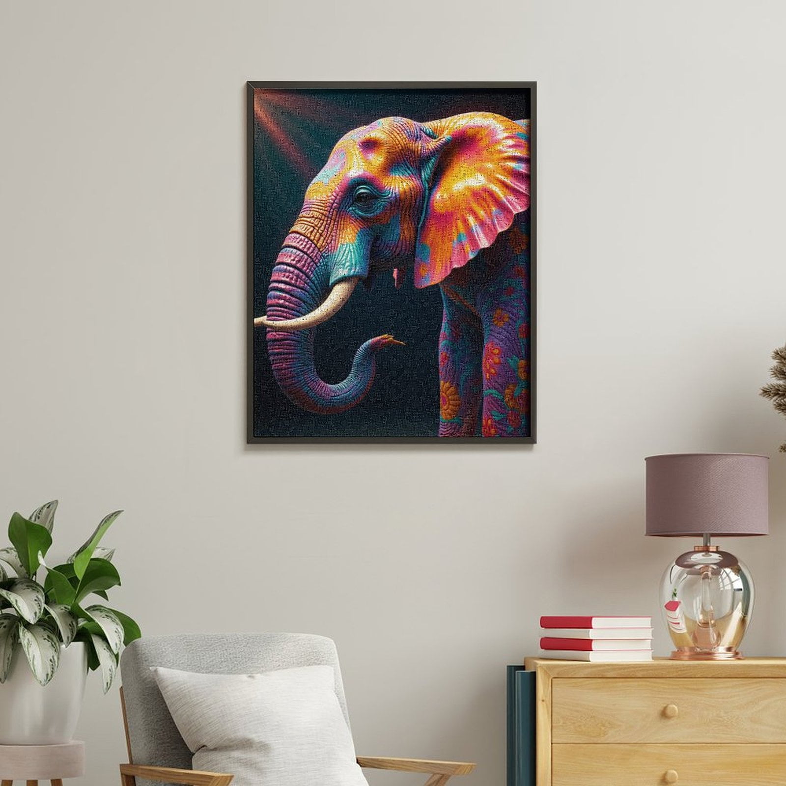Paint By Numbers Kit for Adults Beginner - DIY Multicolor Elephant Art Design Canvas Painting Kits for Adults, Frameless Paint By Number for Adults for Home Wall Decor 16x20 Inch