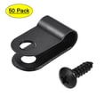 thumbnail image 1 of Clip de cable tipo R de nylon de 5.3mm con tornillos negro 50 piezas, 1 of 5