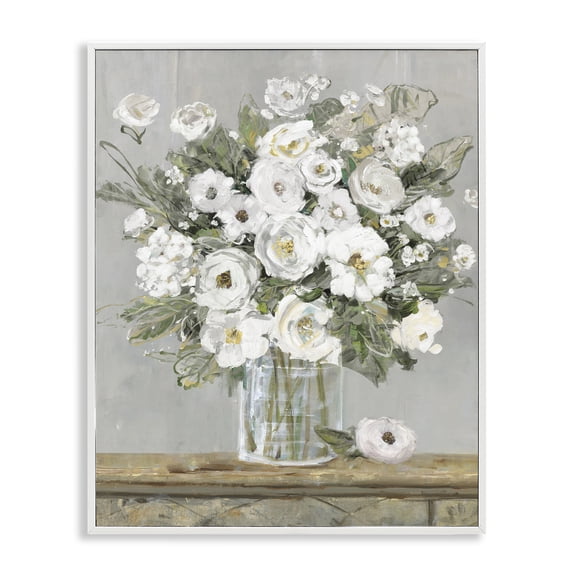 Stupell Industries Shabby Chic White Bouquet White Framed Giclee Art, 16 x 20, by Sally Swatland