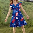 thumbnail image 4 of SGFCWSX Girls Summer Dresses 4th of July American Flag Patriotic Ruffle Sleeve Casual Tiered A-Line Kids Dress Multicolor Size 7-8 Years, 4 of 8