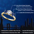 thumbnail image 2 of Gem Stone King 18K Yellow Gold Plated Silver White Created Sapphire and Blue Created Sapphire Engagement Ring for Women | 2.20 Cttw | Round 6MM | Gemstone September Birthstone | Size 6, 2 of 6
