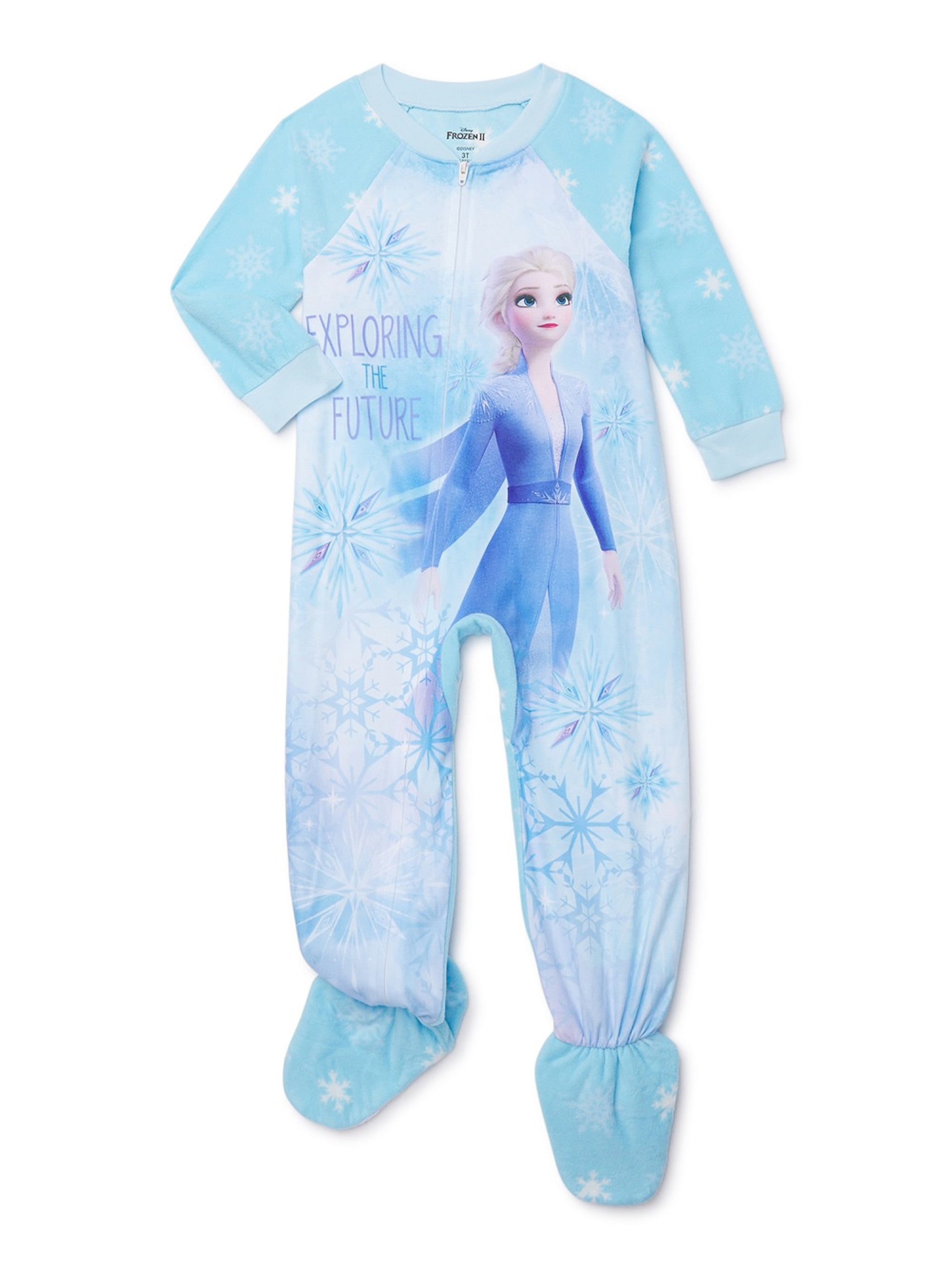 Disney Frozen Girls 2 Pc Fleece Footed Blanket Sleeper Winter Theme