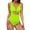 Green, variant on Sngxgn Women's Swimsuits Tummy Control V Neck Bathing Suit Twist Front Ruffle Swimwear(Green,S)