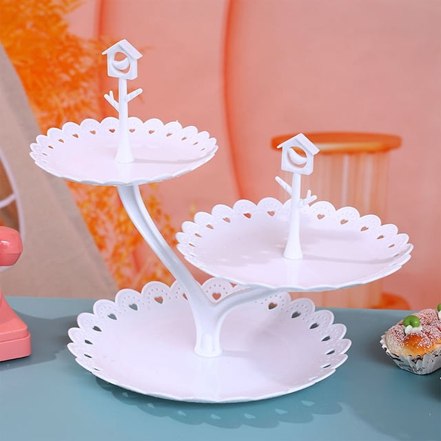 Organisation de Rangement Plastiques Plateau à Fruits Assiettes à Fruits Salon Table Basse Ménage Transparent Bonbon Support à Dessert Fête Mariage avant Bureau Placé Collation Plateau à Dessert Étages Support à Dessert