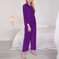 thumbnail image 3 of Fotbe Purple Pattern Long Sleeve Pajama Set for Women,Sleepwear Set,2-piece Loungewear Set,Soft PJs Comfy Nightwear with Pockets -Large, 3 of 7
