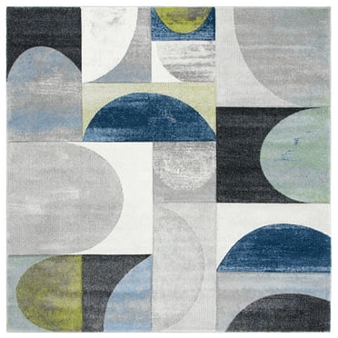 SAFAVIEH Hollywood Damhan Abstract Area Rug, Grey/Blue, 8' x 8' Square