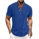 thumbnail image 1 of pstuiky camisetas de hombre, Camiseta de manga corta para hombre, estilo informal, lisa, con cuello vuelto, botones y blusa ropa de hombre m, 1 of 5
