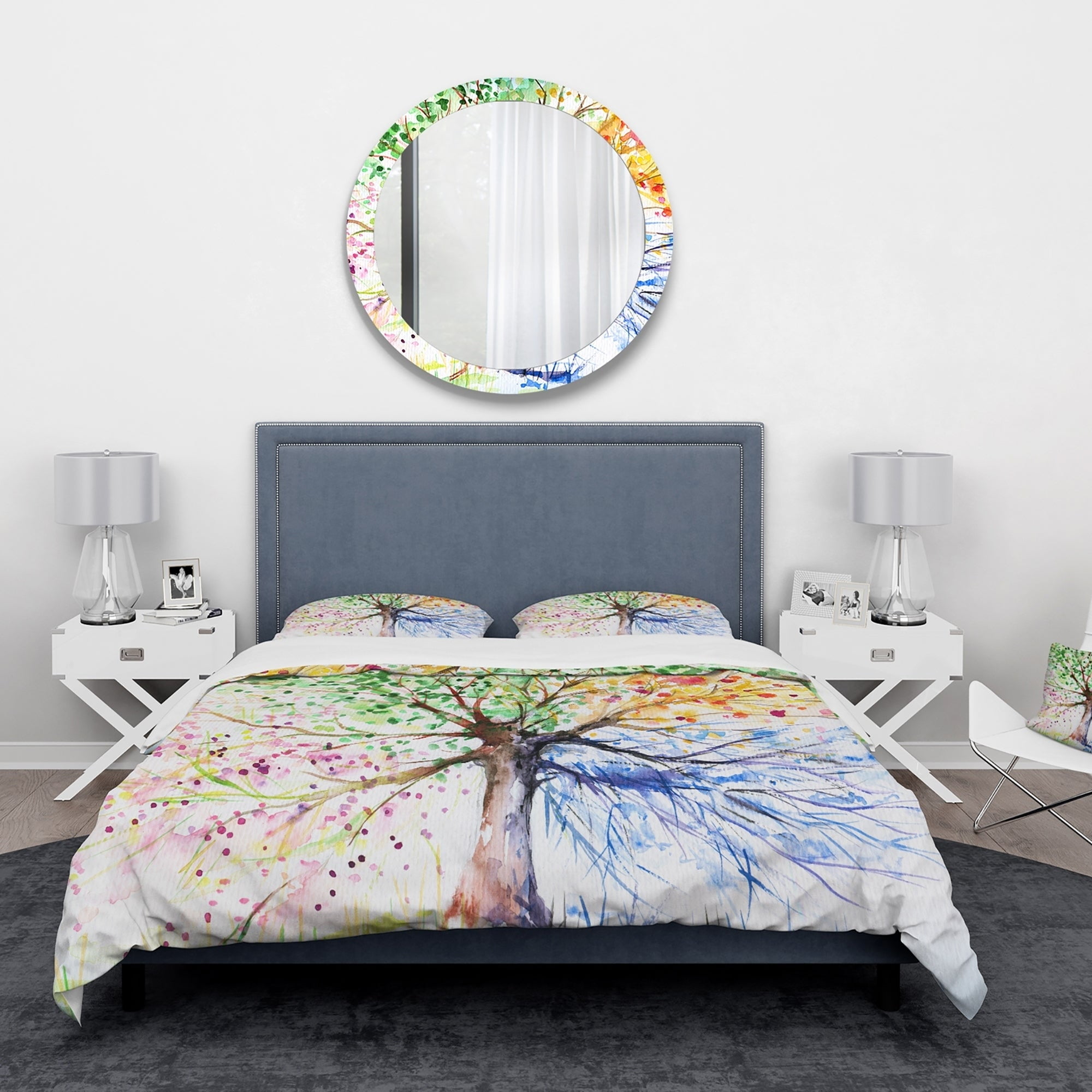 Designart 'Four Seasons Tree' Floral Duvet Cover Set