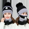 thumbnail image 3 of Female Winter Warm Knitted Circle Loop Scarf Face Cover Valve Plush Woolen Cap, 3 of 8