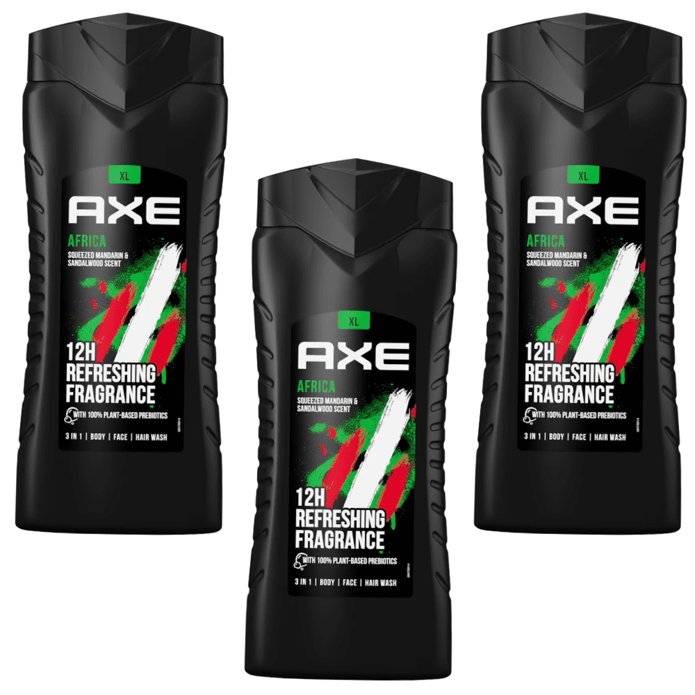 Axe Africa 12H Refreshing Fragrance Body Wash & Shower Gel with Squeezed Mandarin & Sandalwood Scent, 3 Pack