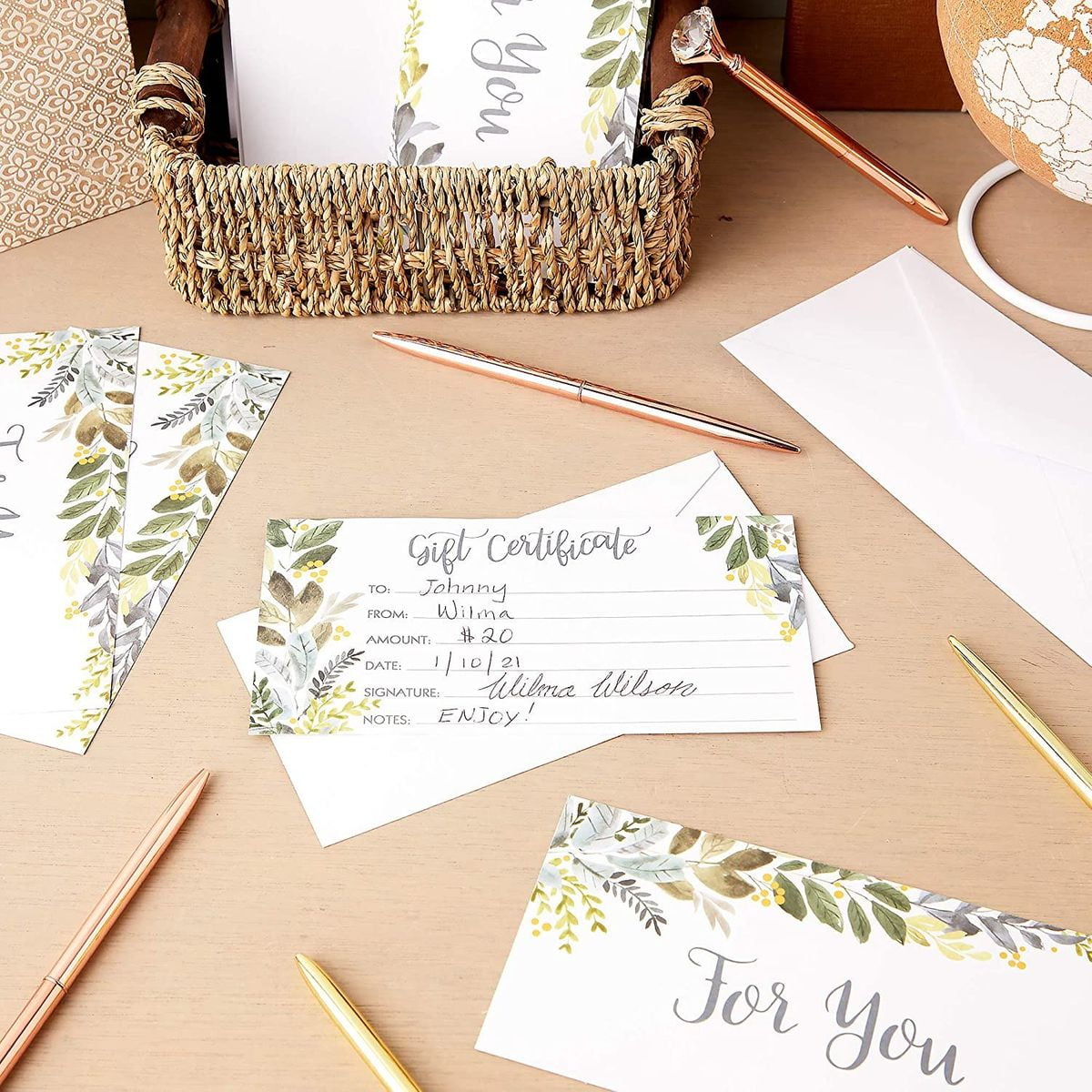 100 Pack Blank Gift Certificates Card with Envelopes Set, For You Cards for  Birthday, Business, 7.2 x 3.7 inch - Walmart.com