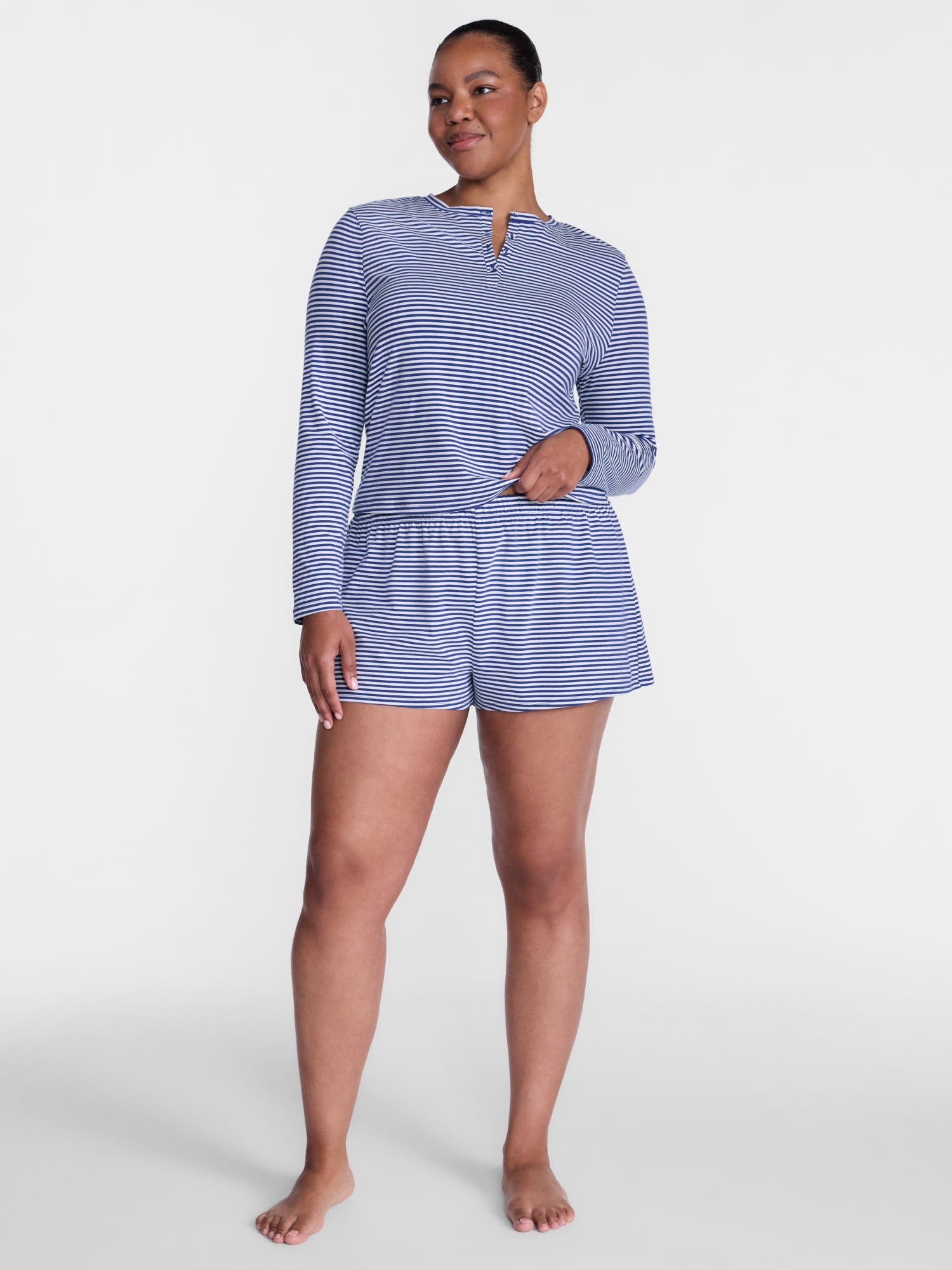 Joyspun Women’s Henley Sleep Top, Sizes S-3X