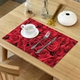 thumbnail image 5 of 4/6pcs Red Rose Flower Bouquet Plant Kitchen Placemat Set Coaster Dining Table Mats Cotton Linen Pad Bowl Cup Mat Home r, 5 of 7